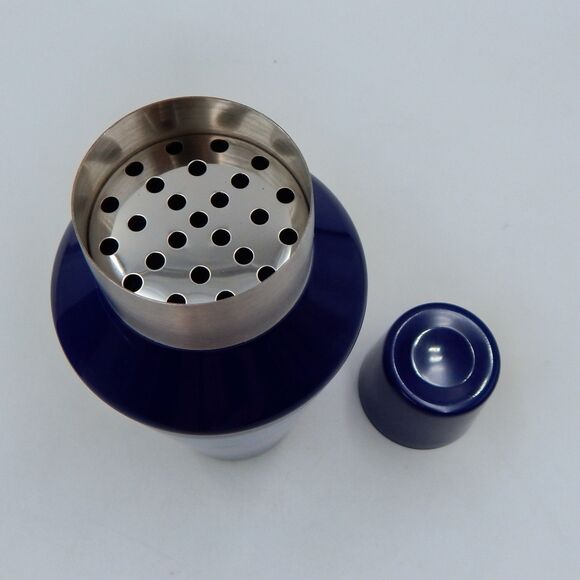 Jonathan Adler SCALA 18 oz Aluminum Blue Striped Cocktail Shaker Jigger NIB - Picture 5 of 10